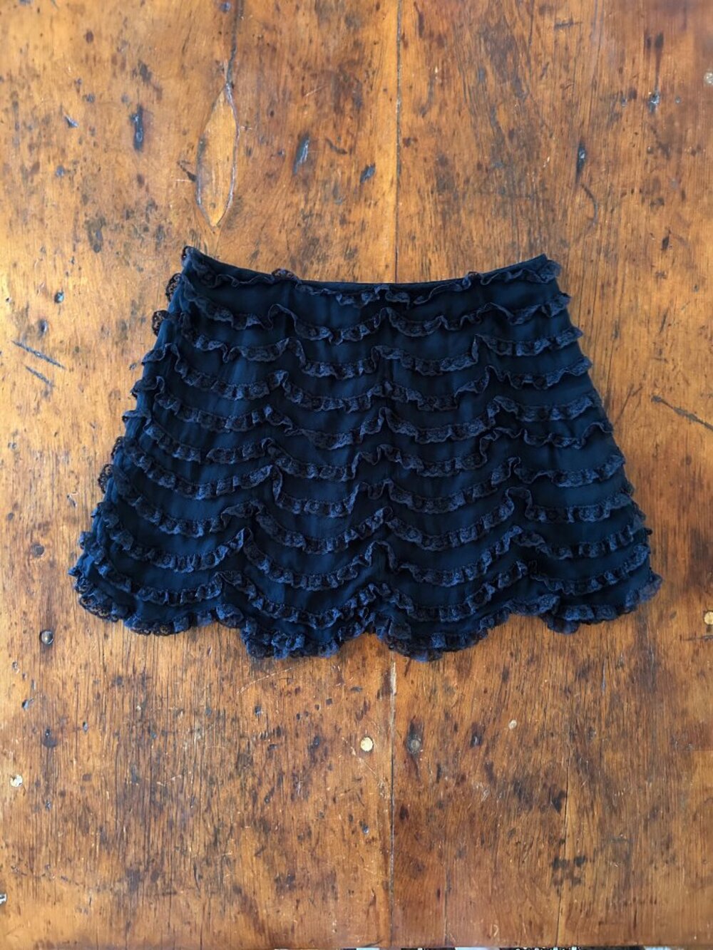 Vintage 90s Betsey Johnson New York Black Silk Mini Skirt